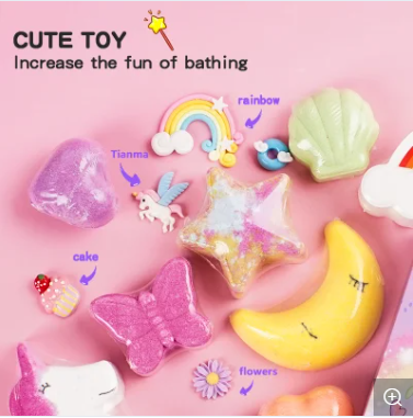 Bombas de baño arcoiris con juguetes