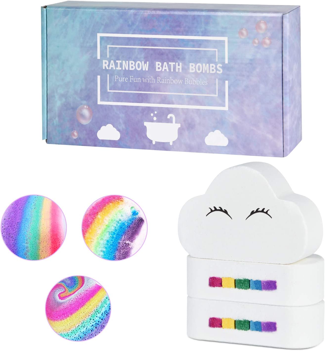 Bombas de baño personalizadas al por mayor con los colores del arco iris para niños, niñas y mujeres
